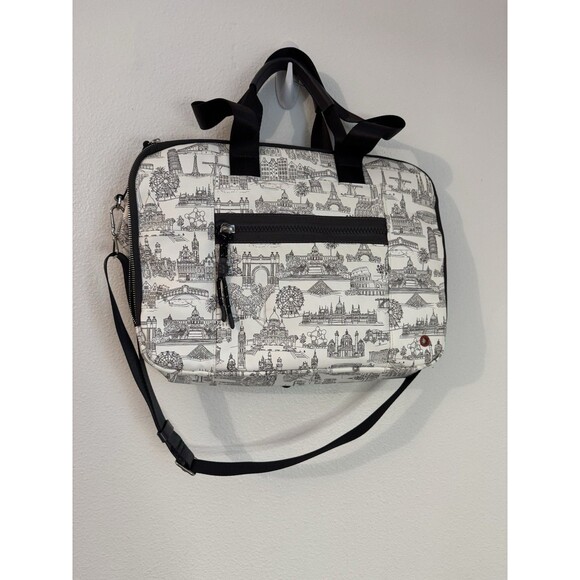 Parfois Laptop Bag Paris Monuments Print Black White Soft Side School Work - Picture 1 of 13